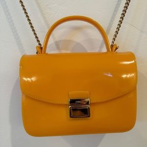FURLA Orange Jelly Handbag Crossbody Gold Chain